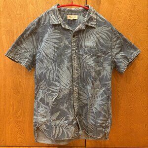 Madewell Men’s Blue Denim Floral Short Sleeve Button Down Shirt – Size M